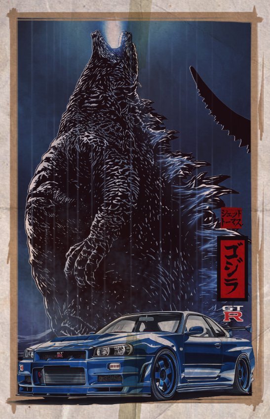 Godzilla X Nissan GTR (R34) ll