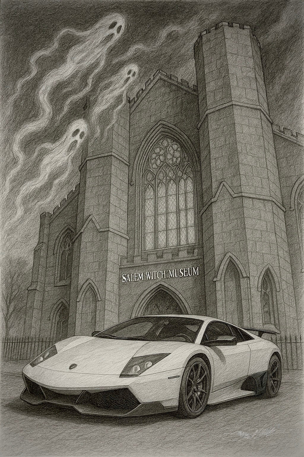 Lamborghini Murcielago SV LP670-4: Salem Witch Museum (Pencil)